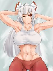 abs cameltoe fujiwara_no_mokou huge_breasts red_eyes sync_arcs tagme touhou white_hair