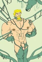 1boy abs animated ballsack blonde_hair bondage dc dc_comics facial_hair fellatio forced_oral foreskin frozen gif goatee green_arrow human intact male male_nipples male_only manly masculine mchlsctt709 muscles muscular_male mustache nude_male oliver_queen oral oral_penetration oral_sex pecs penis retracted_foreskin ripped_clothing scrotum semi-erect shaved_crotch smooth_penis smooth_skinned_male solo spraying tentacle tied_up uncut