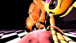 1boy 1futa 3d anthro avian big_breasts bird biting_lip breasts five_nights_at_freddy's five_nights_at_freddy's_2 furry futa_with_male futanari handjob human humanoid humanoid_penis looking_at_viewer loverofmemes lovetaste_chica male masturbation penis pov stroking_penis thick_thighs toy_chica_(fnaf) wide_hips