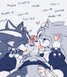 anthro arrow_hearted blush bodily_fluids clothed clothing crossdressing double_oral femboy first_person_view genitals group heart maid_uniform male male/male metonic oral penis saliva sega shadow_the_hedgehog sonadow sonic_(series) sonic_the_hedgehog sonic_the_hedgehog_(series) trio uniform