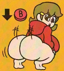 1girls 2022 5-volt big_ass big_breasts bottomless bottomless_female bouncing_ass brown_eyes brown_hair cute female ftrashpickle hoodie looking_at_viewer looking_back mario_(series) milf nintendo red_hoodie sideboob tagme throwing_it_back twerking warioware