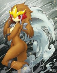 anthro anthrofied breasts entei female hair legendary_pokémon looking_at_viewer nintendo nude pawpads pokémon_(species) pokemon pokemon_only red_eyes rilex_lenov