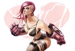 broken_heart g21mm gauntlets heartbreaker_vi heartbreakers_series league_of_legends lingerie lingerie_only pink_hair short_hair simple_background tattoo vi white_skin