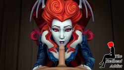 1boy 1girls 3d cum cum_in_mouth cum_on_face eye_contact fellatio lillith_(paladins) long_hair orange_hair paladins pale_skin penis pov pov_male red_eyes red_hair the_redhead_addict vampire wings