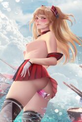 1girls absurd_res absurdres admiral_hipper_(azur_lane) areola areolae ass ass_shot azur_lane bangs bare_arms bare_ass bare_breasts bare_shoulders bare_skin bare_thighs battleship biting_lip blonde_hair blush breasts butt_shot clothing cloud clouds collar cuffs dat_ass detached_collar detached_cuffs dildo dildo_in_pussy dildo_penetration extremely_large_filesize female female_focus female_only fit fit_female flying_dildo genital_fluids gloves green_eyes hair_ornament hairless_pussy hand_on_hip hand_on_own_hip high_resolution highres huge_filesize large_filesize light-skinned_female light_skin lipbite long_hair looking_back masturbation nipples partially_nude penetration pink_dildo prywinko pussy pussy_juice rear_view red_collar red_skirt sex_toy shaved_pussy ship side_view sideboob skirt skirt_lift sky small_breasts solo solo_female solo_focus standing thick_ass thick_thighs thighhighs thighs topless topless_female toy twintails vagina vaginal_juices vaginal_penetration very_high_resolution water white_gloves