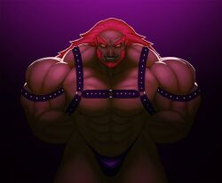 bara brown_skin bulge flaccid ganondorf ganondorf_(hyrule_warriors) hyrule_warriors leather male_only muscles muscular_male nintendo red_hair solo solo_male staring_at_viewer the_legend_of_zelda thedarkdjin