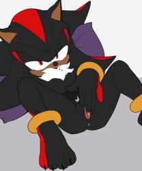 andromorph anthro anus arrow_hearted ass barefoot claws cuntboy feet genitals hi_res intersex looking_at_viewer masturbation nude pussy rule_63 sega shadow_the_hedgehog solo sonic_(series) sonic_the_hedgehog_(series) toe_claws