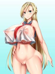 big_ass big_breasts exposed_pussy huge_breasts kawahagitei leo008 long_hair medium_ass school_uniform yellow_hair