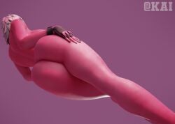 1girls 3d 3d_(artwork) artist_logo ass big_ass blender female female_only fortnite fortnite:_battle_royale harlowe_(fortnite) kai_ naked naked_female nude nude_female pink_skin solo solo_female solo_focus white_hair