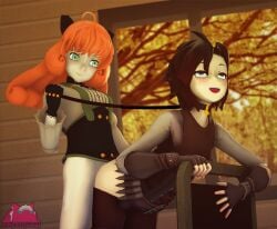 2girls 3d android female/female female_focus female_only femdom ginger_hair lesbian nyahs_smut penny_polendina red_hair ruby_rose rwby silver_eyes yuri