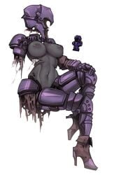 1girls armor black_body boobs breasts creature female female_only genitals nude nyong_nyong one_arm possessed_armor_(terraria) re-logic reference_inset terraria video_games white_background