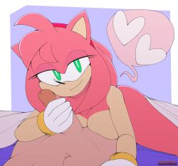 2020 amy_rose anthro bed breasts clothing duo erection eulipotyphlan faceless_character faceless_human faceless_male female female_focus female_on_human first_person_view furniture genitals gloves gloves_only green_eyes hair handjob handwear handwear_only heart hedgehog hi_res human human_on_anthro human_pov interspecies looking_at_viewer male male/female male_on_anthro male_pov mammal mostly_nude on_bed penile penis pictographics pink_body pink_hair sega sex smile solo_focus sonic_(series) speech_bubble surrealtone under_covers