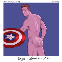 1boy actor ass captain_america captain_america's_shield captain_america_(series) celebrity chris_evans human human_only light-skinned_male light_skin looking_back male male_focus male_only marvel marvel_cinematic_universe mr._le_fay muscular muscular_male nude nude_male onebutt_oneday_2022 shield solo solo_male steve_rogers