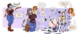 1girls animal_ears ass_expansion before_and_after brain_drain breast_expansion cow_girl cow_print cowbell cowgirl dialogue drool edit edited fanterfane female female_only femsub hucow lactation mind_break possession tail text transformation