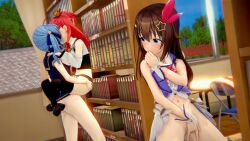 2girls 3d being_watched cuckquean fingering fingering_self hololive hololive_gen_0 hololive_japan hoshimachi_suisei human koi_s3 library light-skinned_female light_skin masturbating_cuck masturbating_while_watching masturbation multiple_girls sakura_miko standing_masturbation stealth_masturbation stealth_sex tokino_sora virtual_youtuber voyeur voyeurism watching