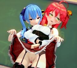 3d helping hololive hololive_gen_0 hololive_japan hoshimachi_suisei koi_s3 no_panties pussy sakura_miko showing tagme uncensored virtual_youtuber