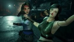 2girls 3d catfight delzelma female female_only final_fantasy final_fantasy_vii final_fantasy_vii_remake jessie_rasberry tifa_lockhart