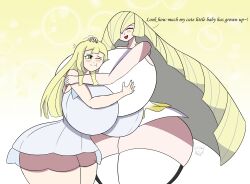 2022 2girls blonde_hair game_freak hourglass_figure hyper hyper_ass hyper_breasts lillie_(pokemon) lusamine_(pokemon) mother_and_daughter nintendo pokemon pokemon_sm tagme tradicon666 wholesome