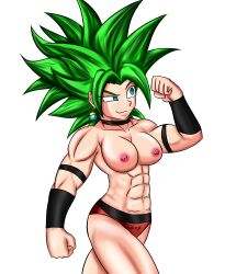 abs biceps breasts dragon_ball green_hair kefla legendary_super_saiyan muscle muscle_girl six_pack smirking sodaska strong_woman super_saiyan super_saiyan_2