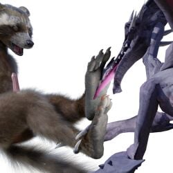 1:1 alpha_channel anthro brown_body brown_fur dragon duo foot_fetish foot_grab foot_lick foot_play fur genitals guardians_of_the_galaxy licking looking_at_another male male/male mammal marvel metroid nintendo open_mouth paws penis procyonid purple_body raccoon ridley rocket_raccoon tawzy tongue tongue_out transparent_background video_games