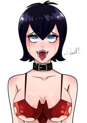 1girls 2d ahegao bell_haircut big_breasts black_hair blue_eyes breasts choker cleavage crying_with_eyes_open female female_only ghostlessm horny_female hotel_transylvania light-skinned_female mavis_dracula open_mouth running_mascara runny_makeup short_hair tears tongue_out underboob vampire