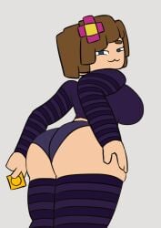 1girls 2d big_ass big_breasts blue_eyes brown_hair condom condom_in_hand female female_only flower_in_hair hand_on_butt horny_female human_female humanoid jenny_belle_(slipperyt) light-skinned_female light_skin looking_at_viewer minecraft outside pale-skinned_female pale_skin simple_background smug smug_face solid_color_background solo stockings striped_legwear tagme webbster