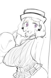 1girls alternate_breast_size breasts female female_only hypno large_breasts monochrome pokemon pokemon_(species) pokemon_journeys reach025 serena_(pokemon) sketch skirt solo