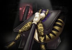 anthro bound breasts felid feline female furry genitals hi_res igglypou internal leopard mammal object_insertion purple_hair pussy rape stomach_bulge tears torture vaginal_insertion