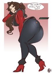 ai:_the_somnium_files ass ass_focus big_ass big_breasts big_butt boss_(ai:_the_somnium_files) brown_hair dat_ass deepbeef female_only jeans long_hair scruffyturtles showing_off_ass solo thick_ass tight_clothes tight_pants