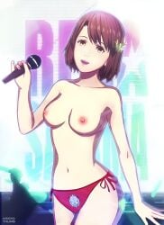 brown_hair concert hair_ornament microphone missingthumb netflix panties sayama_rena short_hair topless ultraman_(franchise)