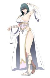 1girls alternate_costume alternate_version_available blue_eyes blue_hair brainwashing byleth_(fire_emblem) byleth_(fire_emblem)_(female) cleavage dancer dancer_(three_houses) dancer_outfit female female_only fire_emblem fire_emblem:_three_houses harem_outfit hypnosis large_breasts light_skin mind_control nintendo sandals simple_background skimpy skimpy_clothes solo white_background ze_r0_ze_r0