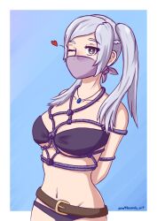 alternate_costume belt bikini bondage femsub fire_emblem fire_emblem_awakening fire_emblem_heroes gag nettleseeds nintendo official_alternate_costume purple_bikini purple_swimsuit robin_(female)_(summer)_(fire_emblem) robin_(fire_emblem) robin_(fire_emblem)_(female) swimsuit twintails