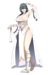 1girls alternate_costume alternate_version_available blue_eyes blue_hair brainwashing byleth_(fire_emblem) byleth_(fire_emblem)_(female) cleavage dancer dancer_(three_houses) dancer_outfit female female_only fire_emblem fire_emblem:_three_houses harem_outfit hypnosis large_breasts light_skin mind_control nintendo sandals simple_background skimpy skimpy_clothes solo white_background ze_r0_ze_r0