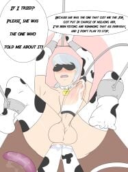 1futa anal armwear balls big_penis blindfold breasts collar cow_print cow_print_armwear cum dialogue double_anal ejaculation elbow_gloves erection fisting futa_only futanari gloves human light-skinned_futanari light_skin milking nude orgasm penis penis_milking penis_milking_machine slave solo_focus source_request spread_legs stockings text thighhighs vayguard