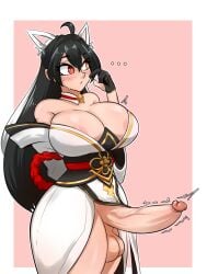 1futa ara_haan areola_slip balls big_ass big_balls big_breasts big_penis black_hair blush breasts bulge bulge_through_clothing cleavage clothed clothing dickgirl elsword erect_penis erection erection_under_clothes eyebrows_visible_through_hair futa_only futanari heterochromia highres human humanoid_penis large_breasts light-skinned_futanari light_skin long_hair mostly_clothed multicolored_hair penis penis_out penis_under_clothes red_eyes solo standing sunk118 testicles thick_thighs white_hair wide_hips yellow_eyes