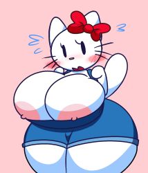 big_breasts breasts female gravtitty hello_kitty hello_kitty_(character) hello_kitty_(series) huge_breasts kitty_white nipple_slip sanrio tagme thunder_thighs