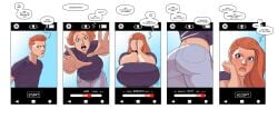 app ass_expansion blush breast_expansion castledolphyn embarrassed gender_transformation ginger ginger_hair hair_growth humiliation mtf_transformation phone phone_call phone_screen red_hair rule_63 transformation video_call