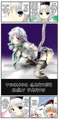 blood bondage comic eirin_yagokoro garter_belt hard_translated ishikiri lingerie maid morogami_ryou nosebleed rope sakuya_izayoi thighhighs touhou translated underwear