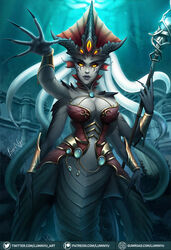 1girls 2019 blizzard_entertainment breasts cleavage female female_focus female_only glowing_eyes grey_skin jewelry large_breasts luminyu makeup monster_girl multi_arm multi_limb naga nail_polish nails nazjatar octopus queen_azshara solo solo_focus tattoos tentacle tentacle_hair voluptuous warcraft water world_of_warcraft