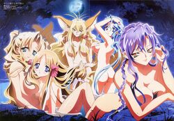 animal_ears ass azuma_hatsumi bath blonde_hair blue_eyes blue_hair breasts cat_ears censored convenient_censoring fox_ear green_eyes jpeg_artifacts long_hair nishida_asako nude onsen purple_hair ribbon ritsuko scan seiren sumeragi_youko tamamo_no_mae_(yami_to_boushi_to_hon_no_tabibito) water wet yami_to_boushi_to_hon_no_tabibito yellow_eyes