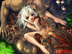 anal animal_ears barefoot cat_ears censored cry cum feet guro hitomaru insertion legs monster multiple_insertions muscle pussy_juice rape short_hair spread_legs tear tentacle toes tongue_out vaginal_penetration white_hair