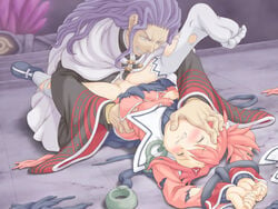 1boy 1girls aera_colthearts blush bondage bound_wrists breasts clenched_teeth earrings evil_grin evil_smile feet female footwear forced gedho_camcarossa grin hair_ornament hairclip jewelry long_hair lying nipples on_back pink_hair ponytail prisoner purple_hair rape sex shima_kujira short_hair single_shoe skirt smile socks spread_legs summon_night summon_night_swordcraft_story summon_night_swordcraft_story_2 tear thighhighs tied_hair toe_scrunch torn_clothes torn_thighhighs torso_grab vaginal_penetration white_legwear white_thighhighs