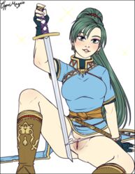 fire_emblem fire_emblem:_the_blazing_blade green_eyes lyn_(fire_emblem) lyndis_(fire_emblem) oppaimagpie