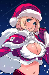 breasts christmas cleavage cleavage_cutout hat heart heart_cleavage_cutout heart_cutout matsumoto_noriyuki navel santa_costume source