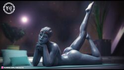 1girls 2022 3d alien alien_girl asari bioware blue_body blue_skin fanart female female_only indoors large_breasts looking_at_viewer mass_effect night nude nude_female samara scales sci-fi science_fiction slushe_(website) solo solo_female theceltic window