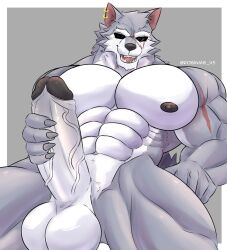 anthro balls biceps big_balls big_pecs big_penis dislyte fenrir freddy_(dislyte) freddy_fenrir furry male male_focus male_only muscle muscles muscular muscular_male pecs penis piercing piercings robinmg_45 scar six_pack solo solo_focus solo_male sunglasses veins veiny veiny_penis wolf wolf_ears wolf_tail