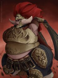 armor big_belly clothing elden_ring fat female female_only fromsoftware navel overweight overweight_female rule_63 solo starscourge_radahn weight_gain yummygoods