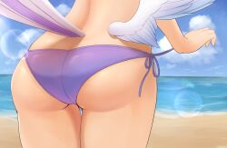 angel_wings ass back beach bikini_bottom bubble_butt butt_focus enna_alouette nijisanji nijisanji_en panties sea telomere thighs virtual_youtuber wing wings