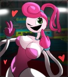 female_only game green_eyes mommy_long_legs pink_hair pink_skin poppy_playtime spicyhxzel_(artist) toy