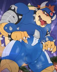 !? anthro balls bara bk_mita blush boner bowser bulge drooling erection erection_under_clothes gay koopa male male_only mario_(series) mario_strikers muscles muscular musk nintendo penis precum precum_through_clothing saliva solo solo_male sweaty tongue_out